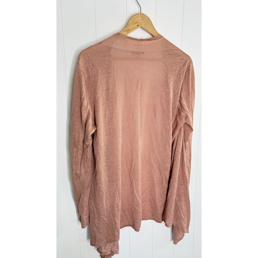 Eileen Fisher Silk Linen Open Front Cardigan Rose Pink Lightweight Drape Size L - Picture 9 of 9